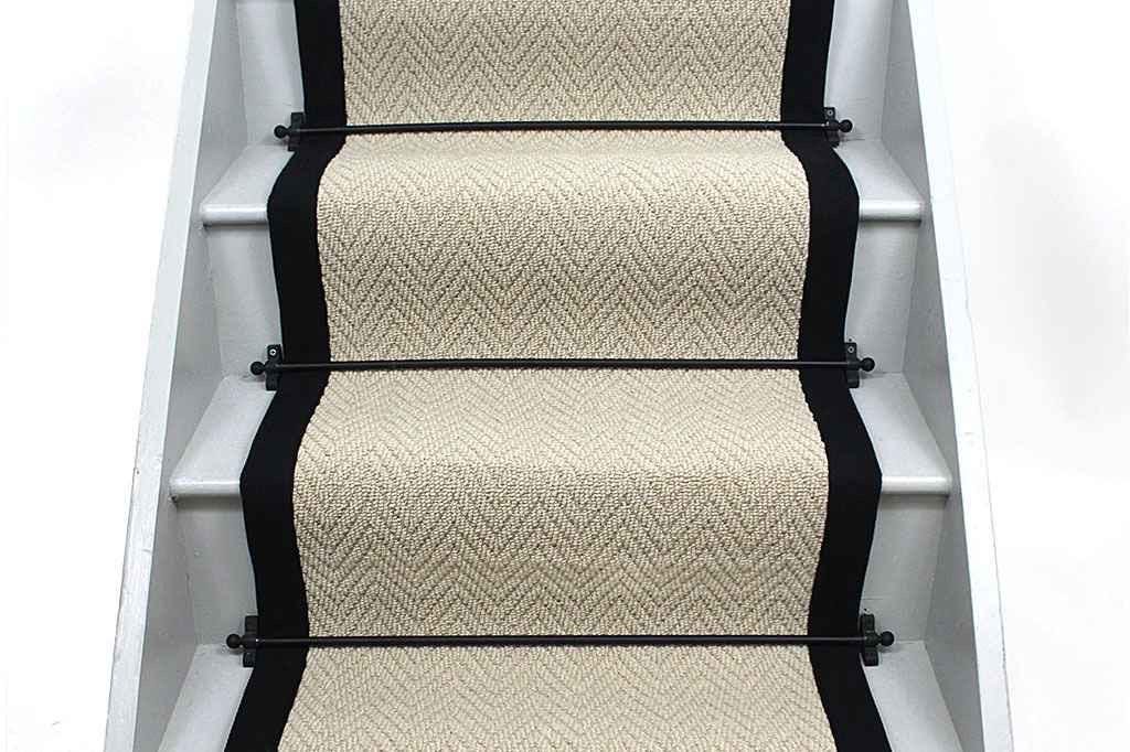 Cream stitched taped edge stair runner