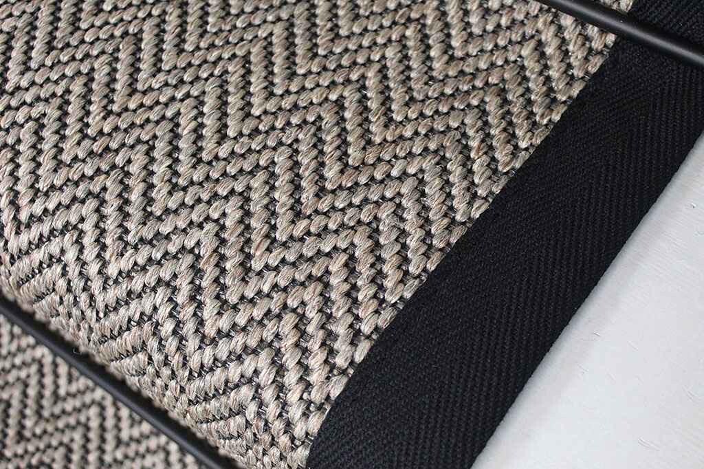 Greige woven berber stitched taped edge stair runner