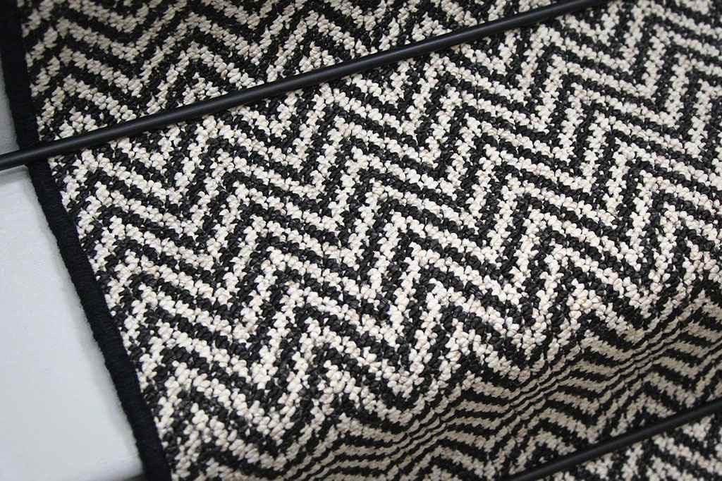 Black and white chevron stair runner