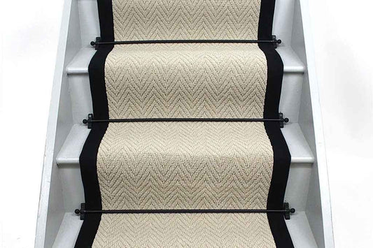 Cream stitched taped edge stair runner