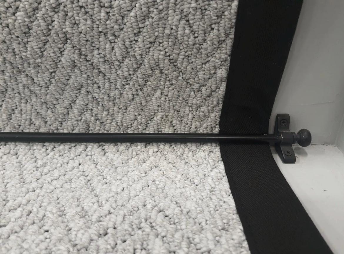 Grey stitched taped edge stair runner