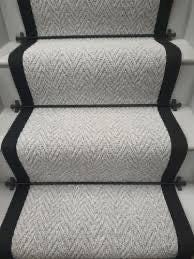 Grey stitched taped edge stair runner