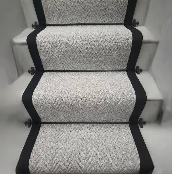 Grey stitched taped edge stair runner