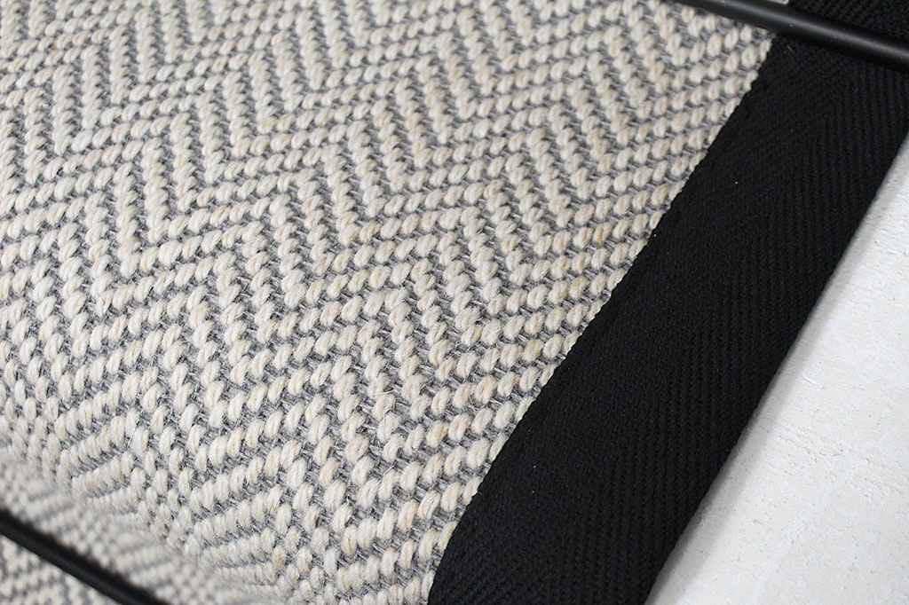 herringbone grey stair runner wool stitched taped edge