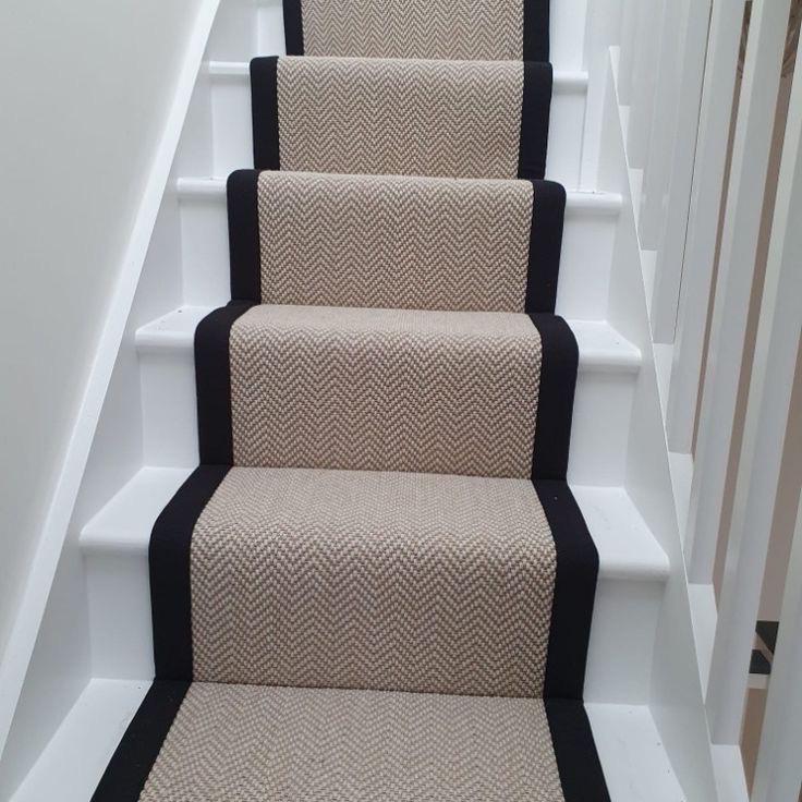 herringbone stair runner wool stitched taped edge