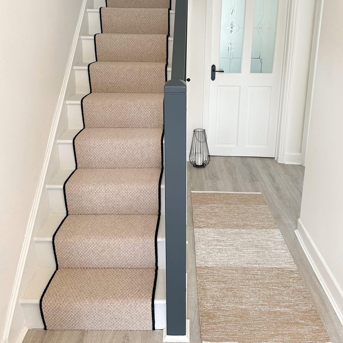 Light beige chevron stair runner