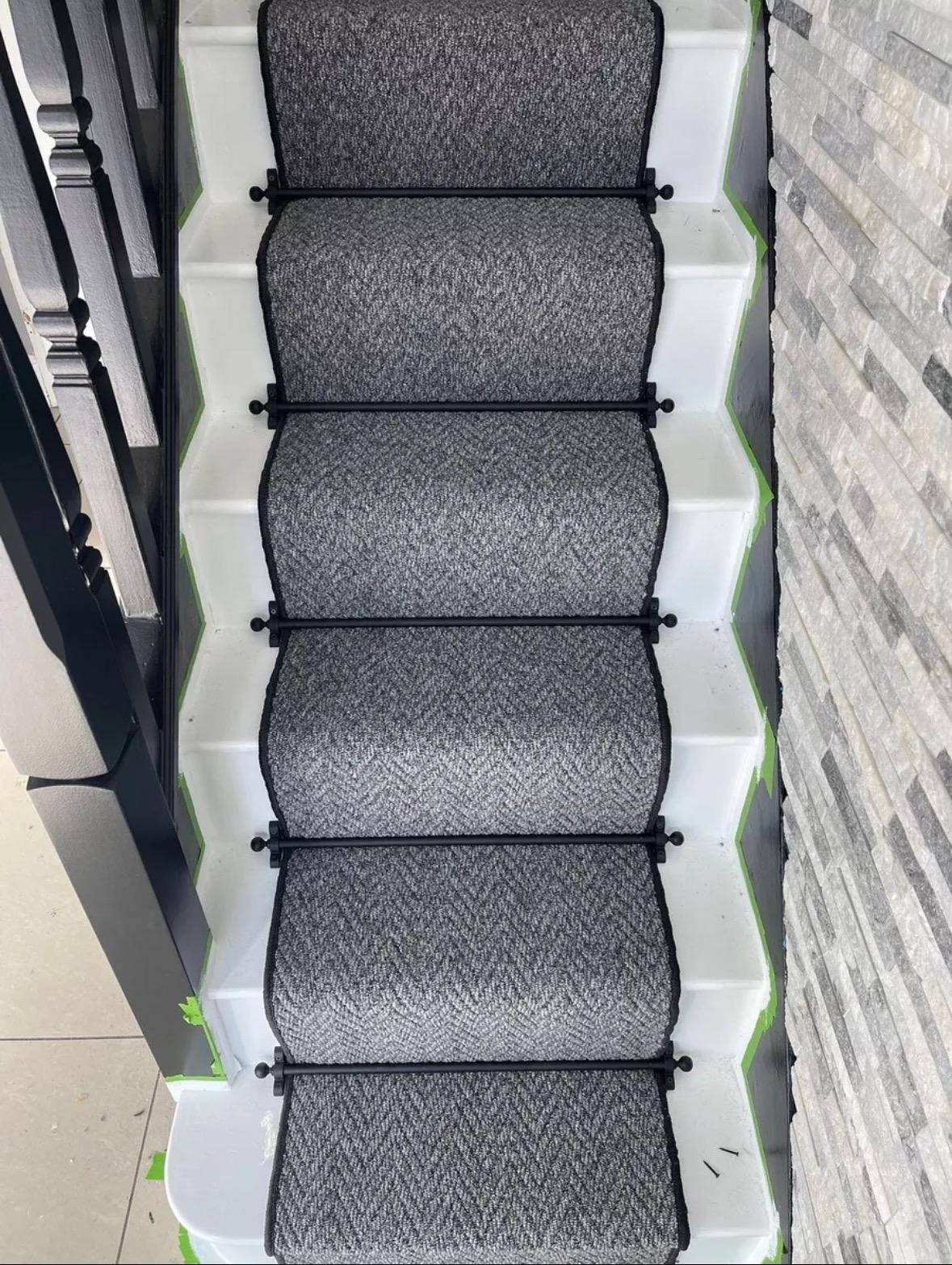 Light beige chevron stair runner
