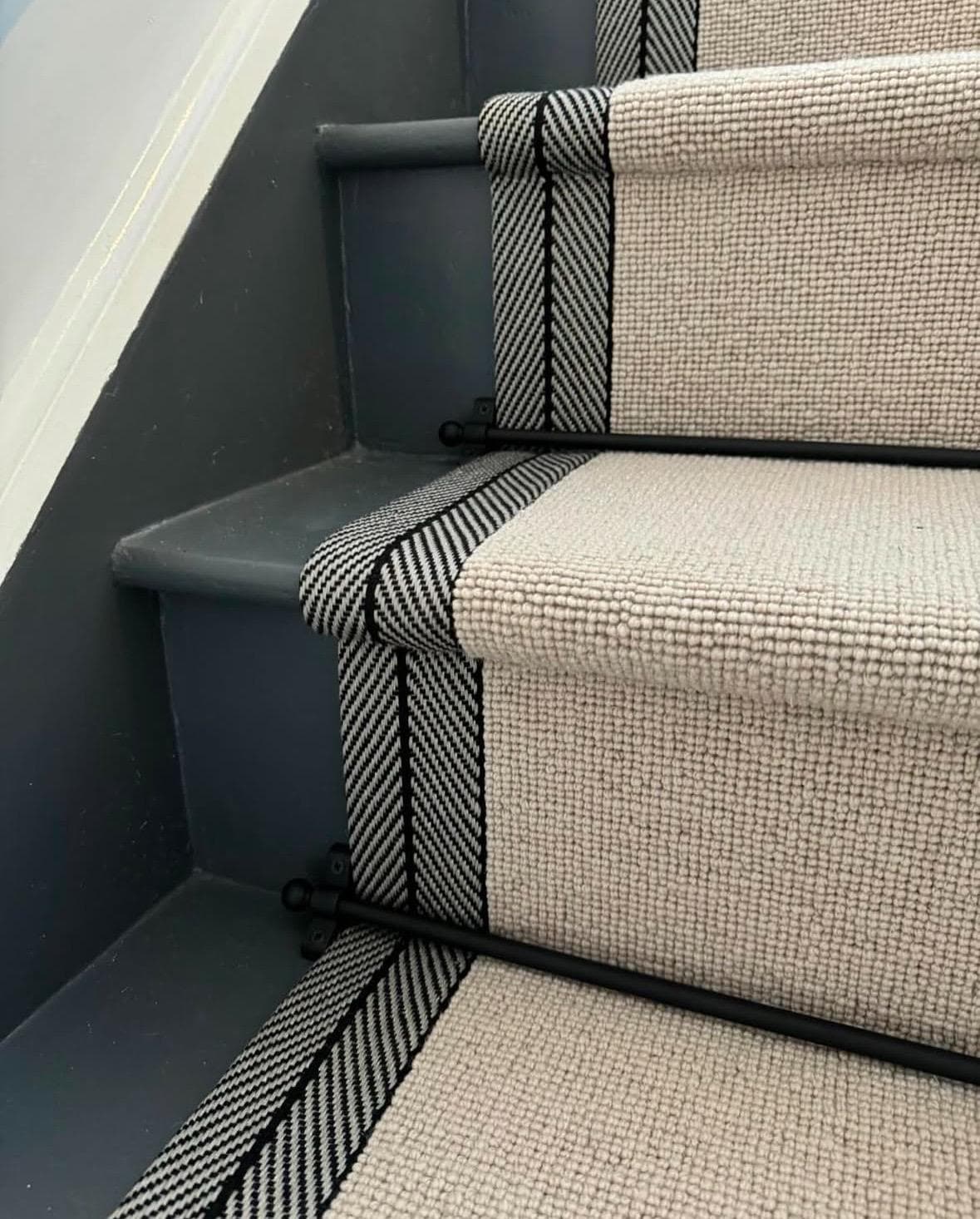 Stitched Taped edge stair runner beige