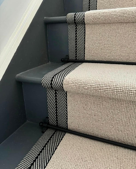 Stitched Taped edge stair runner beige