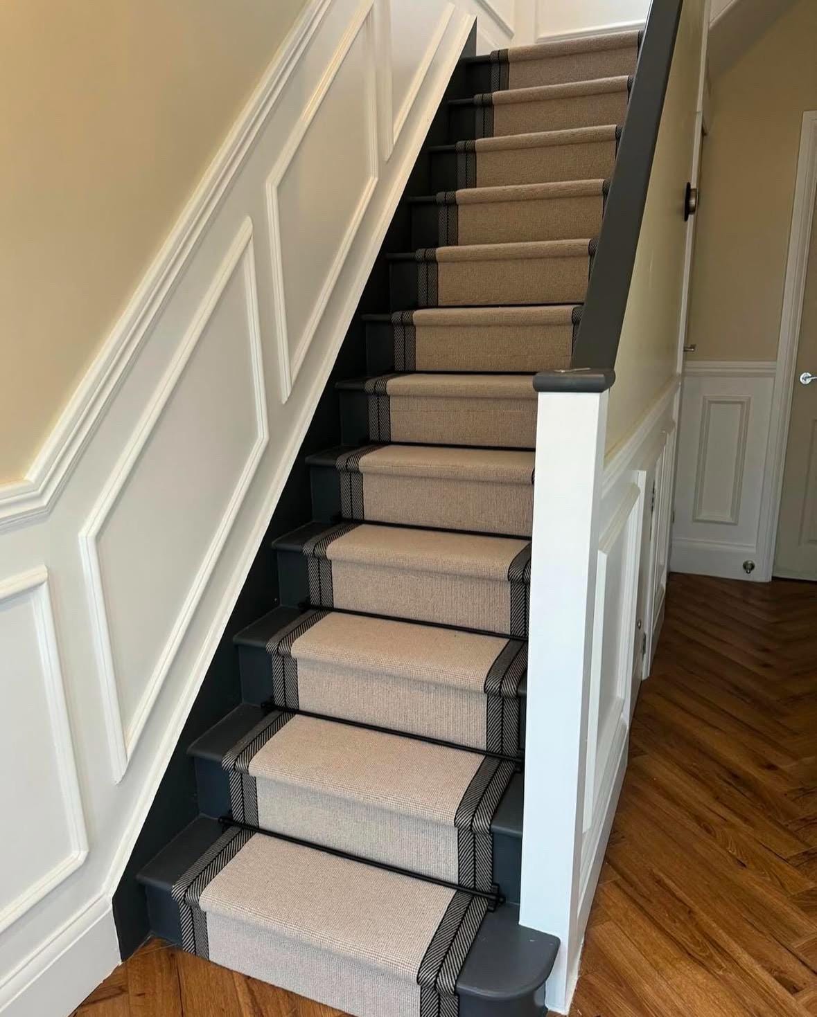 Stitched Taped edge stair runner beige