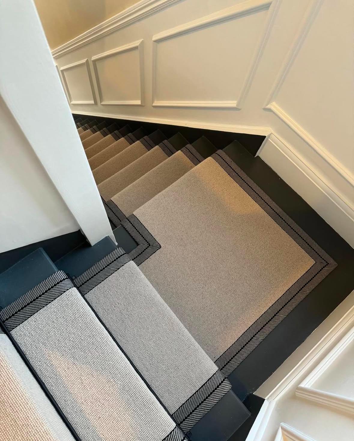 Stitched Taped edge stair runner beige