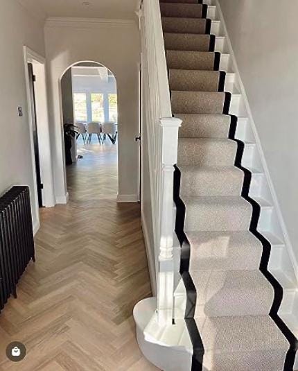 Stitched Taped edge stair runner beige 91.5cm wide