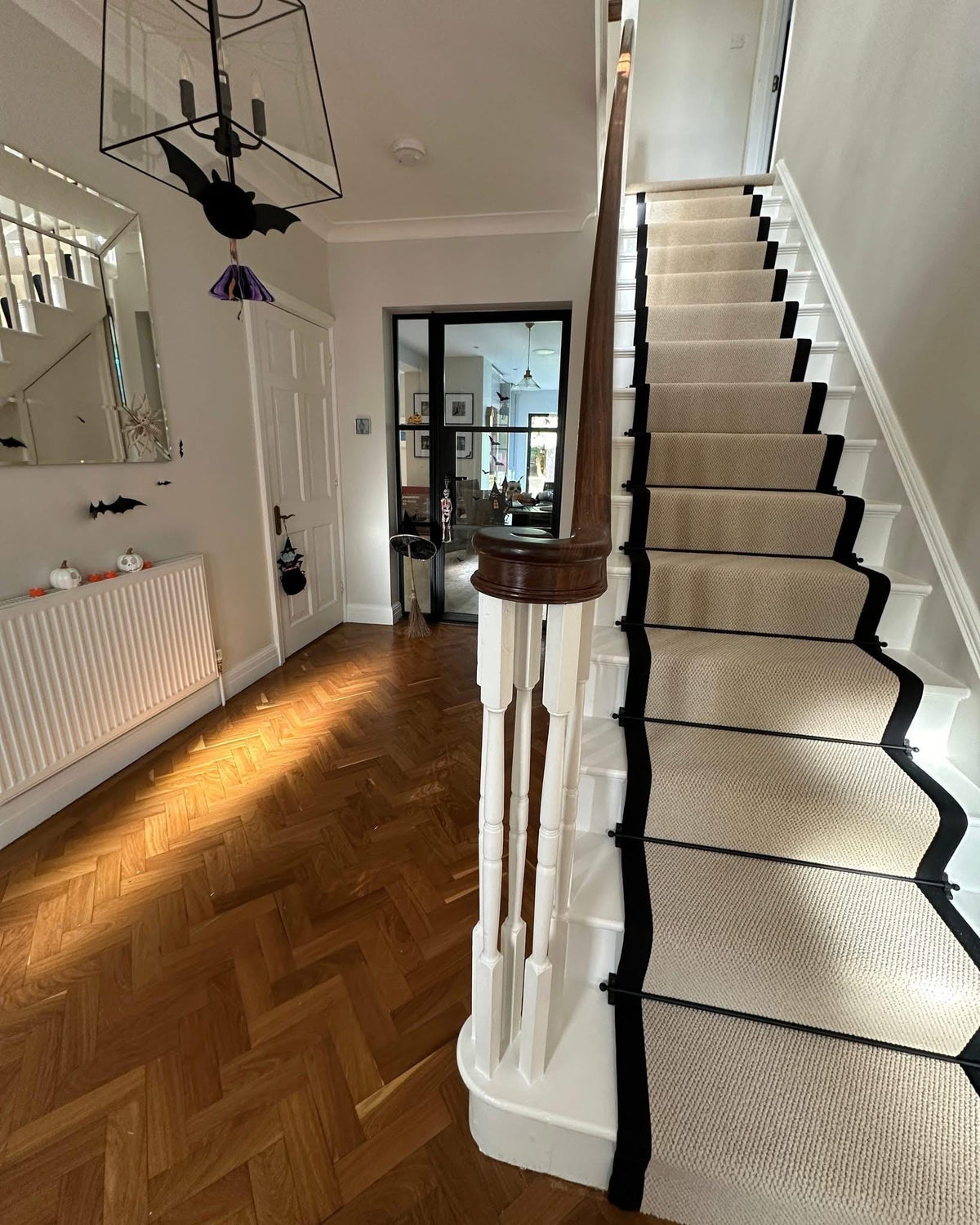 Stitched Taped edge stair runner beige 91.5cm wide
