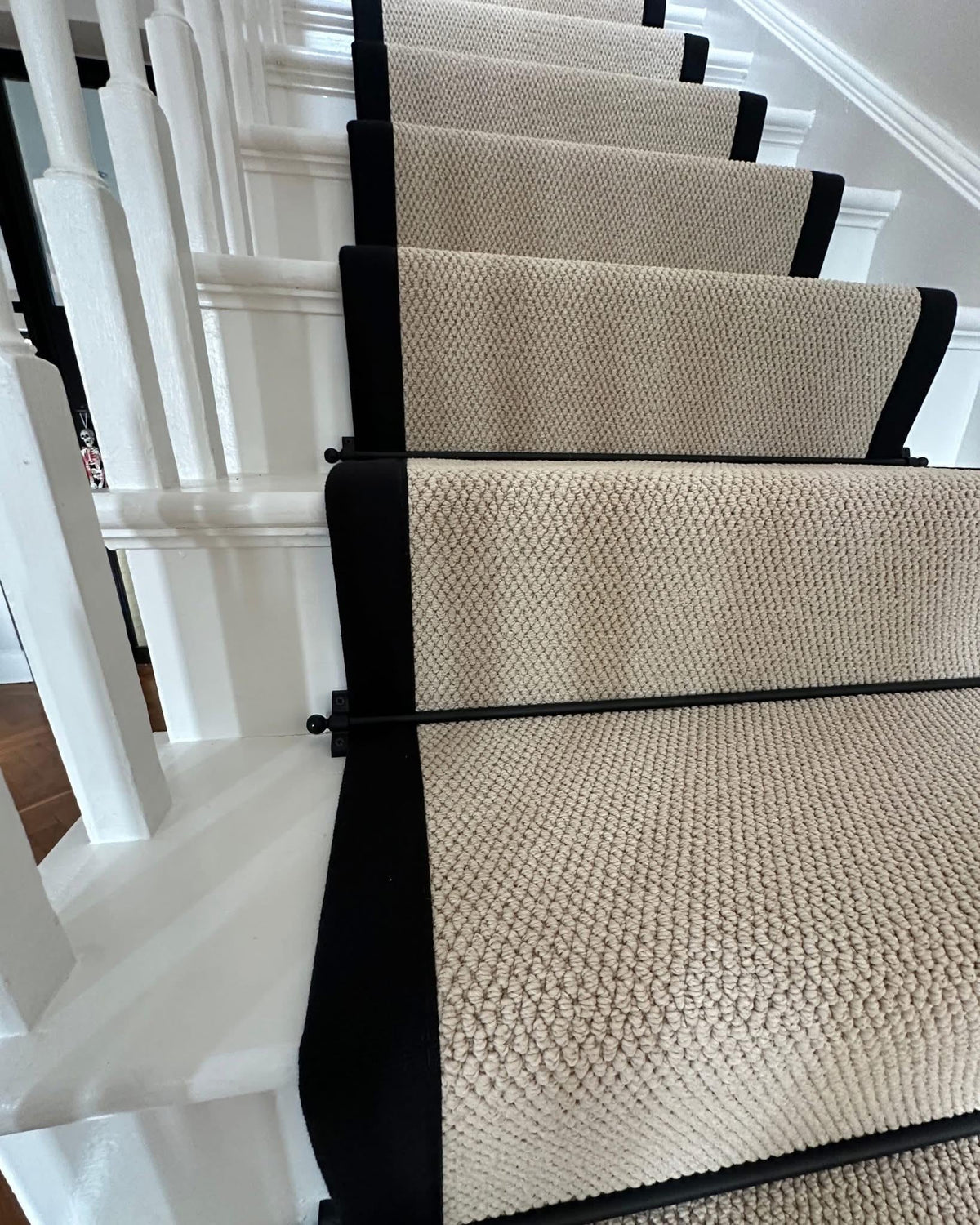 Stitched Taped edge stair runner beige 91.5cm wide