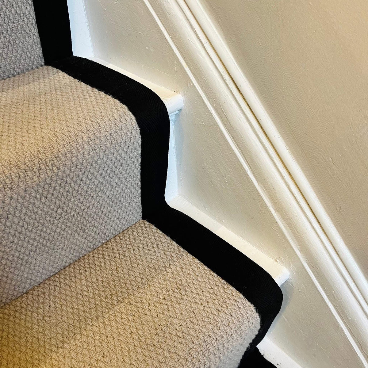 Stitched Taped edge stair runner beige