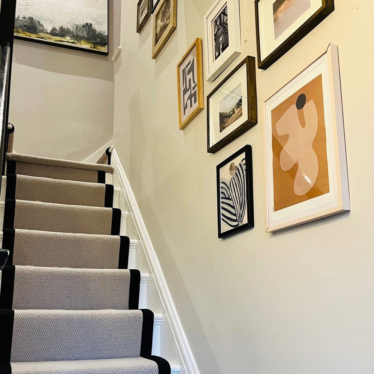 Stitched Taped edge stair runner beige