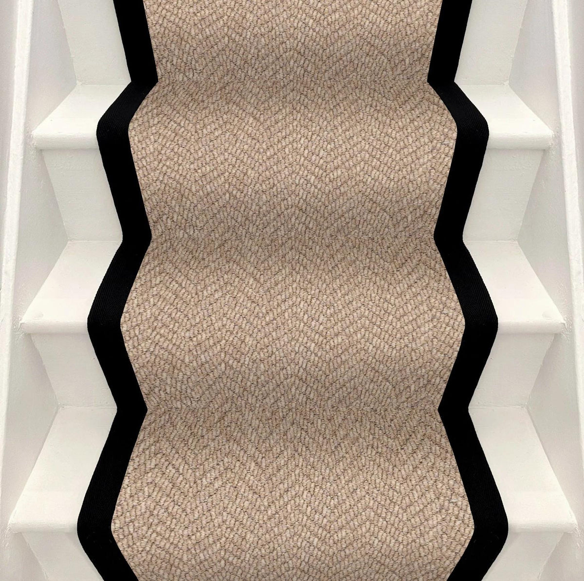 Stitched Taped edge stair runner chevron beige