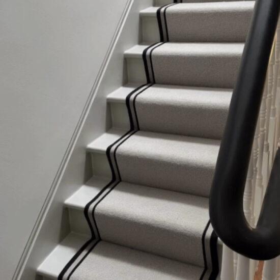 Stitched Taped edge stair runner grey designer Berber