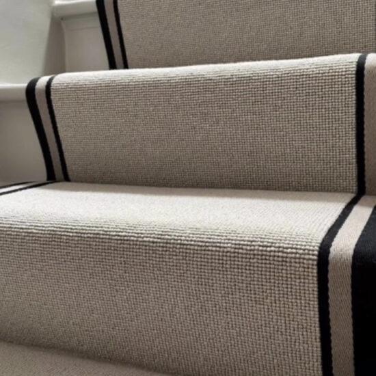 Stitched Taped edge stair runner grey designer Berber