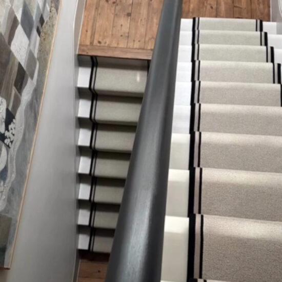 Stitched Taped edge stair runner grey designer Berber