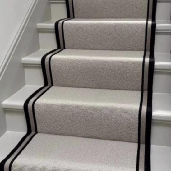 Stitched Taped edge stair runner grey designer Berber