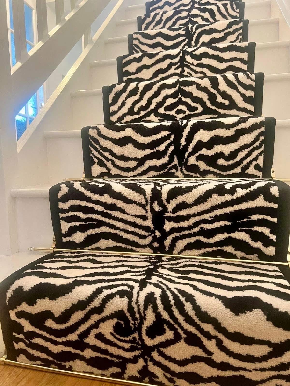 Zebra Wilton stair runner with black taped edge 7m