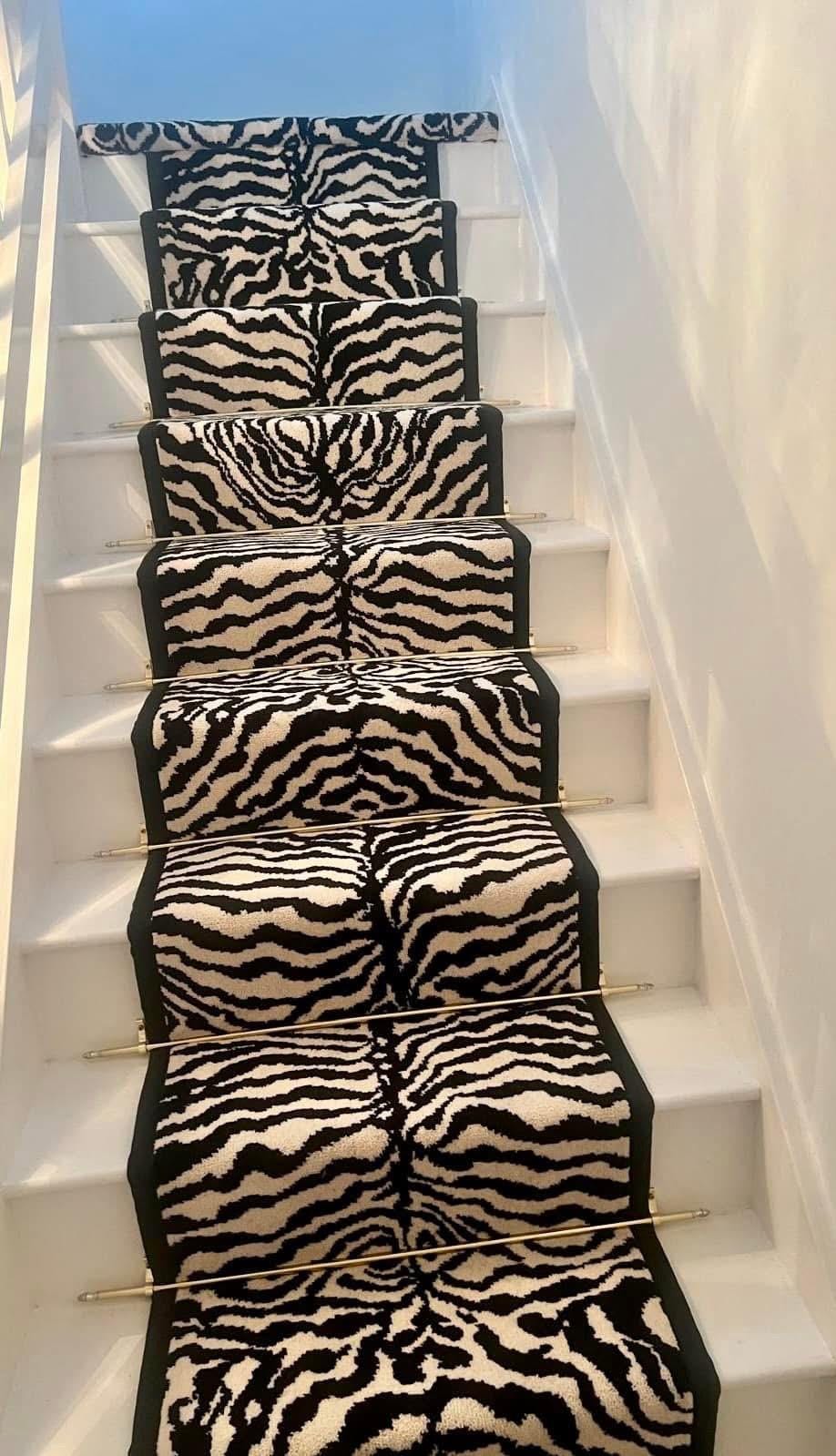 Zebra Wilton stair runner with black taped edge 7m